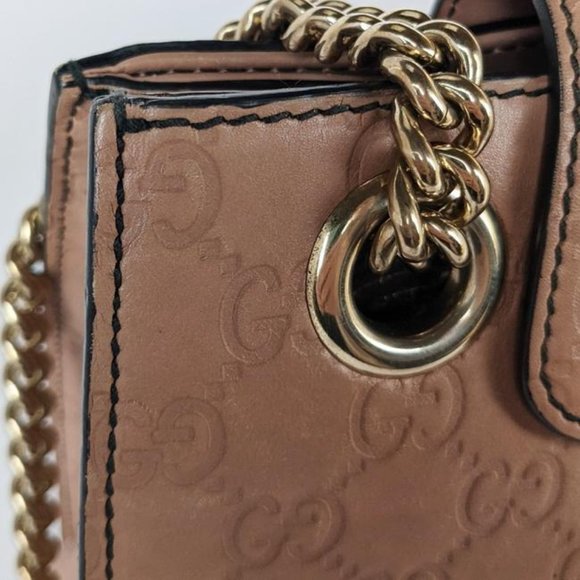 SOLD Gucci Emily Chain Large Pink Beige Calfskin Shoulder Bag - Picture 5 of 11